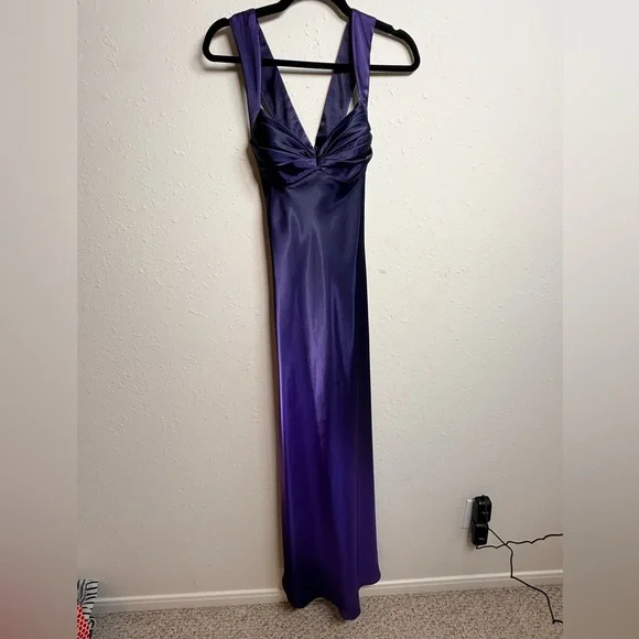 Onyx Nite Purple Ombre Satin Gown Size 6 Formal Dress Evening Prom Maxi - Picture 4 of 9